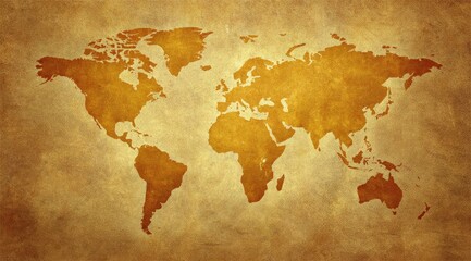 Antique world map on aged parchment