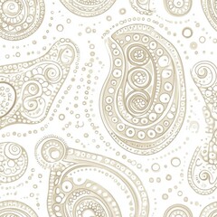 Beige Paisley Pattern on White Background