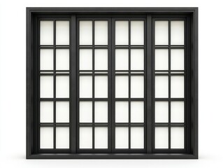 Naklejka premium Black Window Frame with White Panes and Grid Design