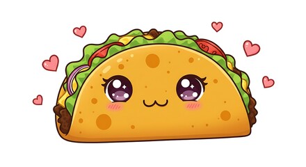 Adorable Cartoon Taco Cute Food Illustration