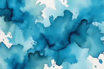 Abstract cerulean blue watercolor wash texture background wallpaper. Copy space, cold ice color art, contemporary artistic backdrop