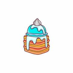 Pancake With Bluberry Ice Cream