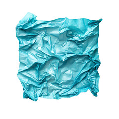 Obraz premium a blue crumpled piece of paper on a white surface