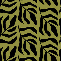 Monochrome leaves seamless pattern