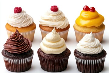 Delightful variety of cupcakes arranged attractively with frosting, fruits, and toppings reflecting sweet flavors