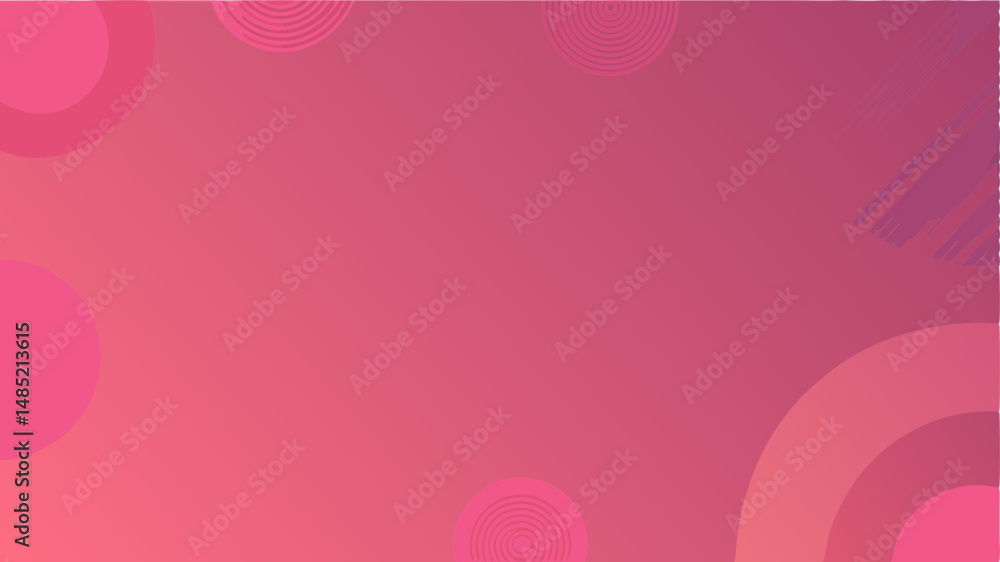 Poster abstract pink gradient background with circles and textured brush strokes in the corners of the fram