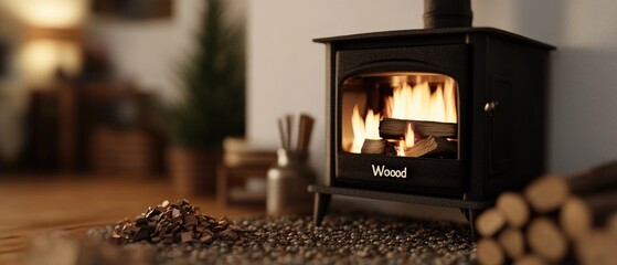 Cozy wood-burning stove with warm fire (1)