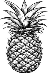 Obraz premium pineapple sketch line art illustration 