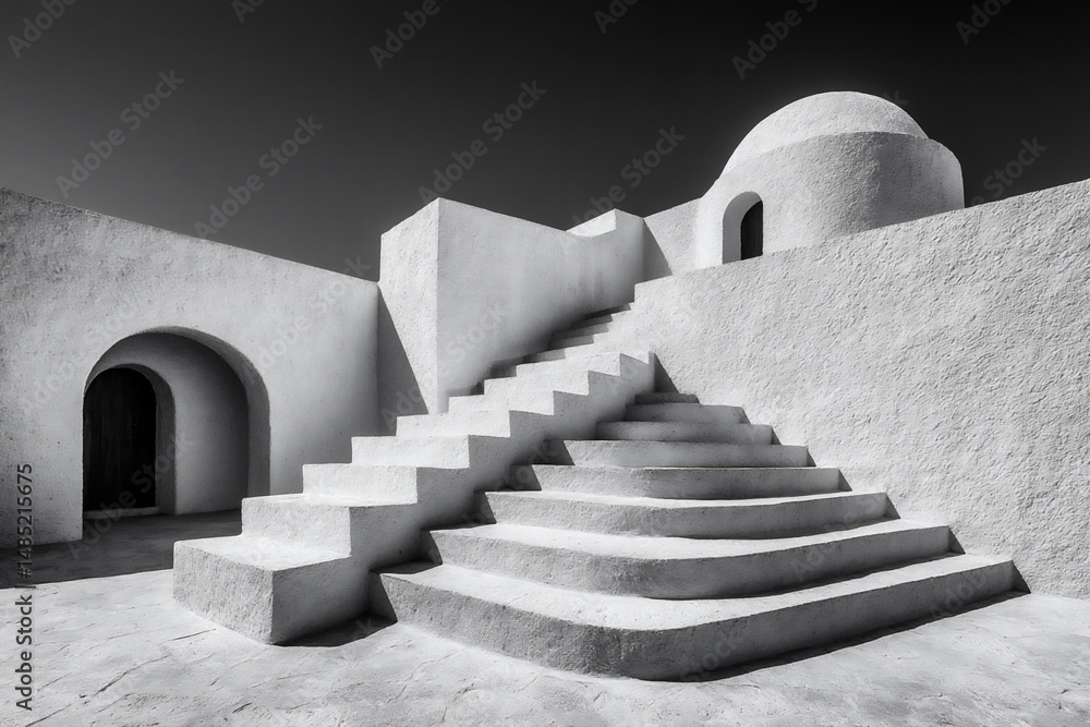 Poster minimalist compositions focusing on the abstract patterns created by light and shadow on the geometr