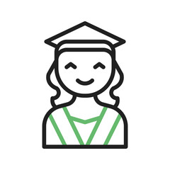 Female Graduate icon vector image. Suitable for mobile apps, web apps and print media.