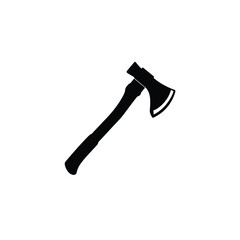 Firefighting axe silhouette on white background