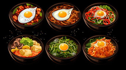 Authentic Korean Dish Cartoon Vector Illustration for Culinary Blogs and Asian Recipe Websites