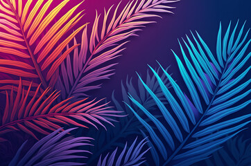 green tropical leaves with yellow flowers background.floral line frame, luxury leaves plant border. Wedding elegant card, nature royal garden.generative ai