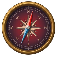 Classic compass isolated on white background, navigation and direction uses.