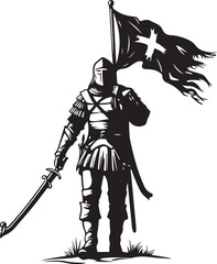 Crusader-Holding Tattered Flag 