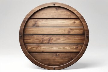 Naklejka premium round wooden sign board or shield isolated on white or transparent png