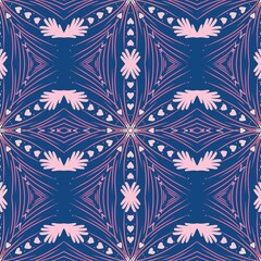 Abstract geometric background pattern, floral fabric pattern