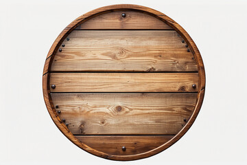 round wooden sign board or shield isolated on white or transparent png