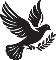 Fototapeta premium Dove Bird Black Silhouette Vector, Peace Symbol Clipart & Elegant Flying Bird Design
