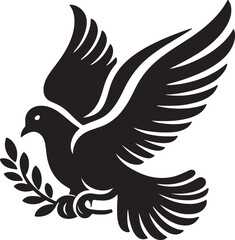 Fototapeta premium Dove Bird Black Silhouette Vector, Peace Symbol Clipart & Elegant Flying Bird Design
