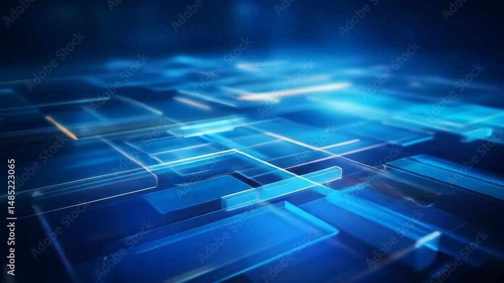 Aufkleber abstract blue futuristic digital data network background with geometric shapes and glowing light eff