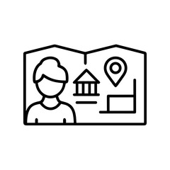Teen pointing at building on map during open campus university tour  
