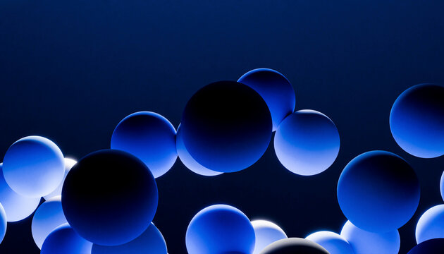 Abstract 3D rendering of floating blue spheres