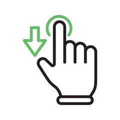 Tap and Move Down icon vector image. Suitable for mobile apps, web apps and print media.