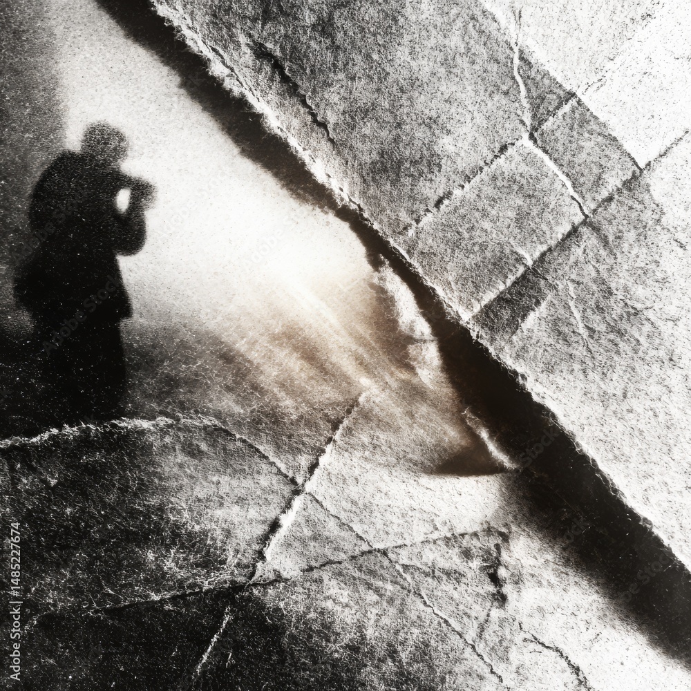 Poster Abstract Photographer: Silhouette Captured on Textured Surface with a Dramatic Light Split