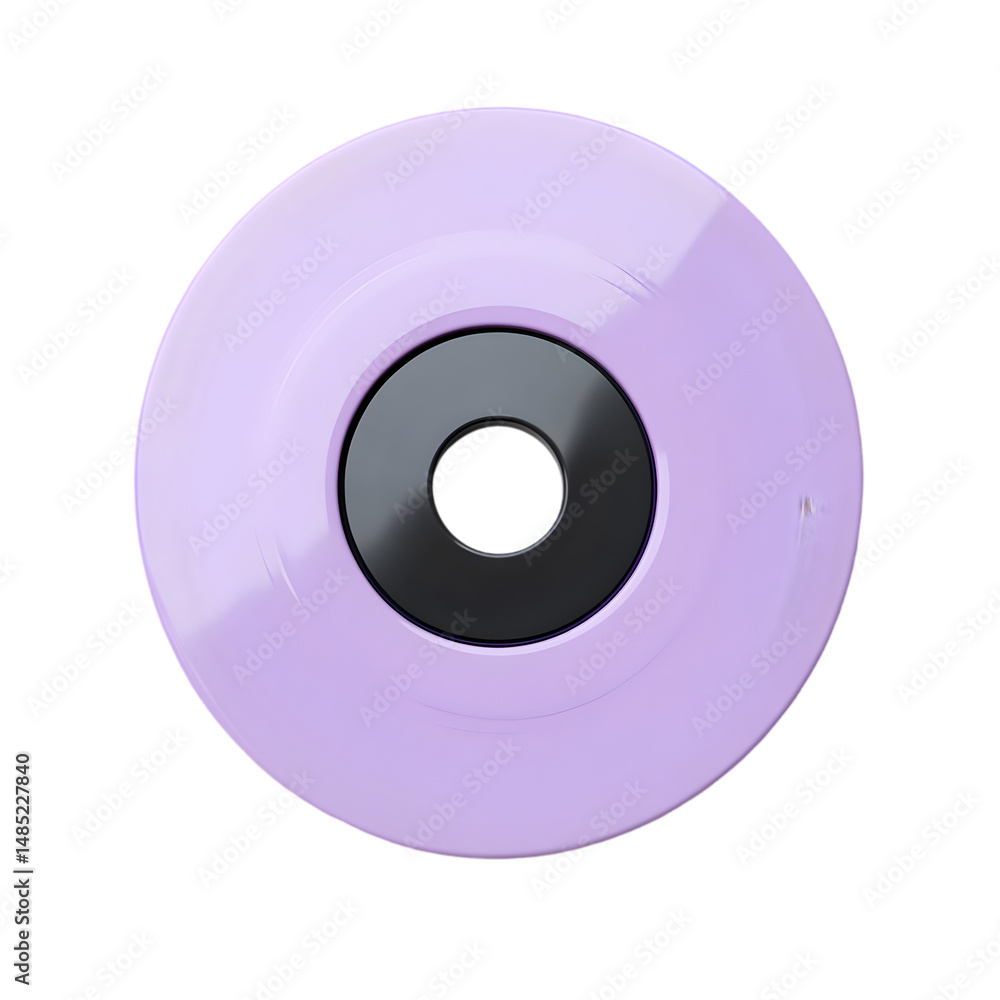 Poster close-up image of a round, light purple object with a dark center hole. the image shows a soft, smoo