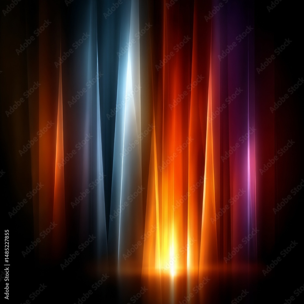 Aufkleber abstract spectrum: vibrant light beams and color gradients on a dark backdrop