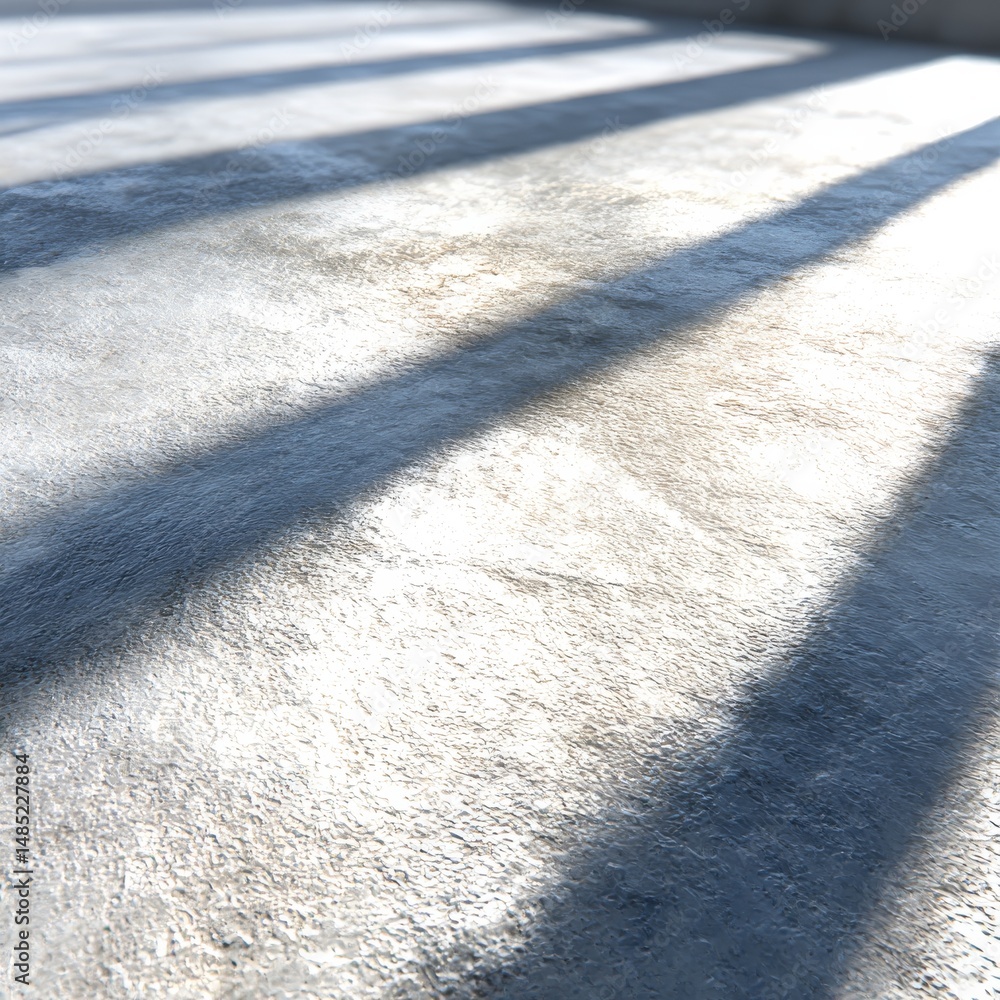 Poster Abstract Shadows on Concrete: A Textured Ground with Linear Light Patterns and Architectural Minimalism.