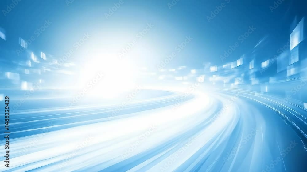 Aufkleber abstract blue light speed tunnel with dynamic motion and flare background