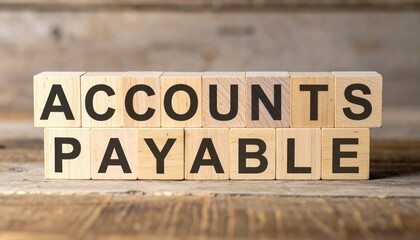 Closeup of accounts payable wooden blocks on rustic surface for financial management concepts