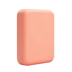 Single, solid peach-colored, rectangular block-shaped object.  Its smooth surface and simple design suggest a modern product or device.
