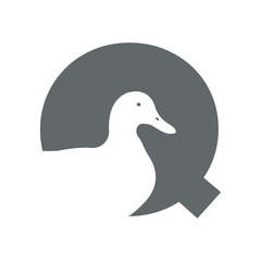 Initial Duck Logo combine with letter Q vector template