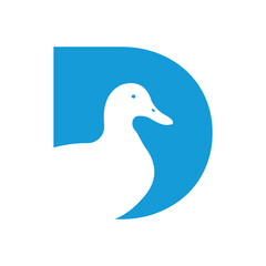 Initial Duck Logo combine with letter D vector template