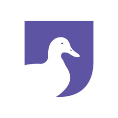 Initial Duck Logo combine with letter U vector template