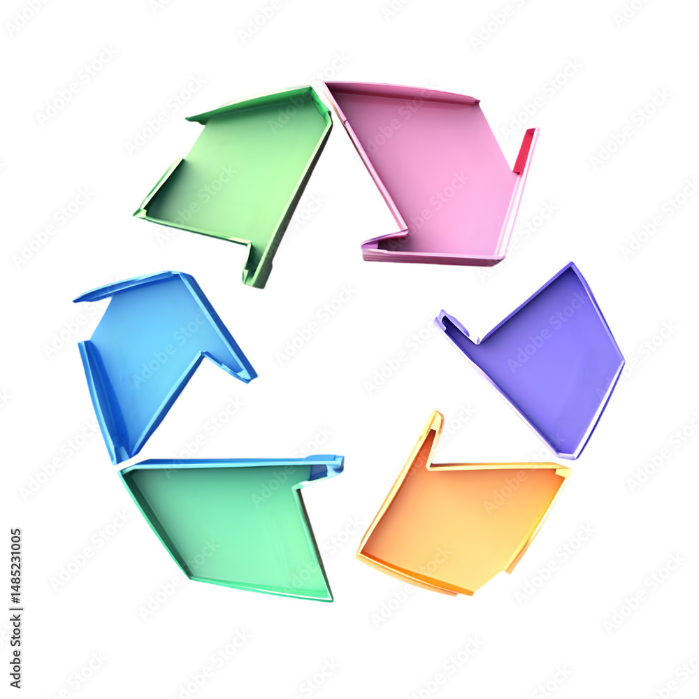 Poster vibrant, digital graphic design features multiple, interlocking, colorful arrows. the composition is