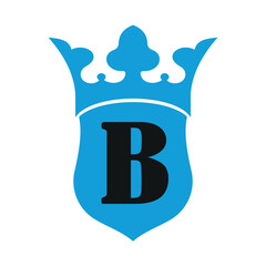 Crown and Shield Logo combine with letter B vector template