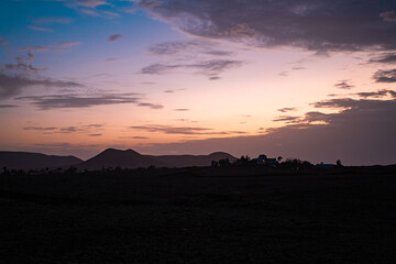 Colorful sunset over mountains in Fuerteventura showcases nature's beauty