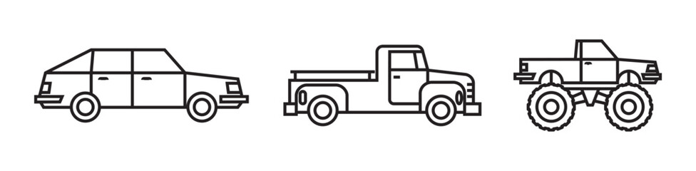 Transport icon set. Car, truck vector icon. Illustration