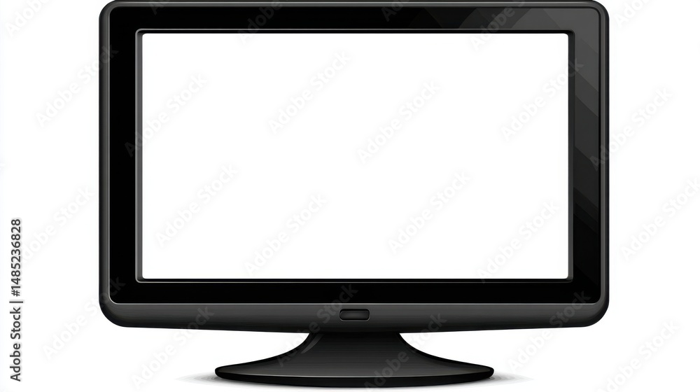 Poster modern black computer monitor displaying blank white screen isolated on white background studio shot