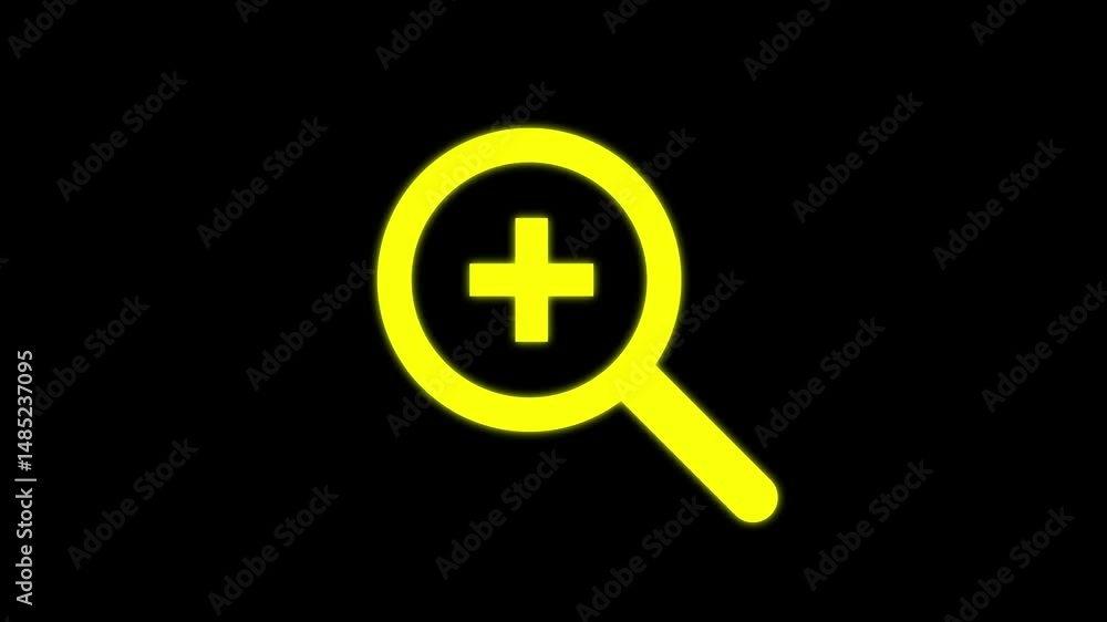 Poster magnifying glass icon with plus isolated animation .search bar and magnifying glass icon . zoom in s