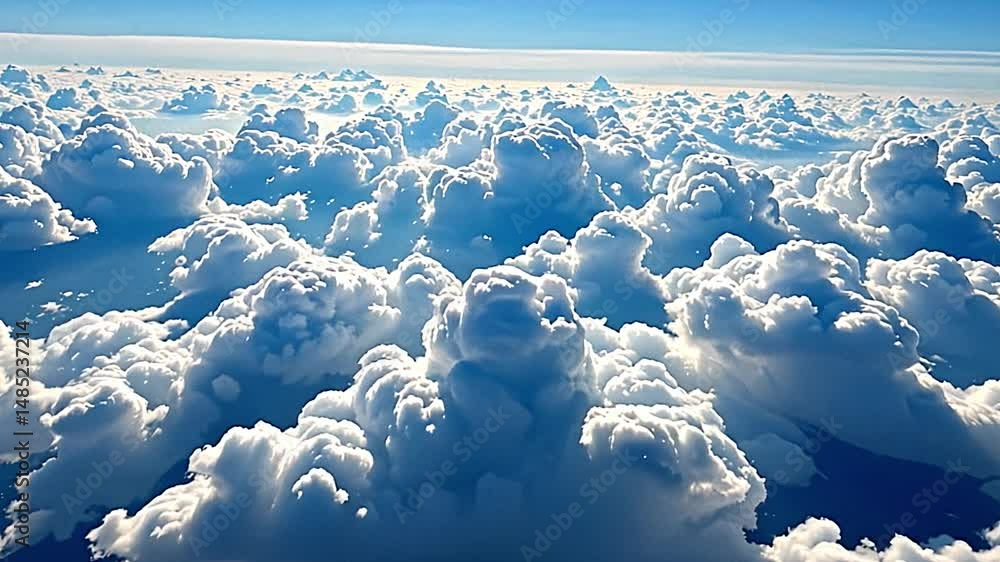 Aufkleber breathtaking view of sky filled array of fluffy white clouds that stretch endlessly horizon. sunligh