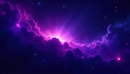 Mysterious purple nebula on a black background, cosmic dust and gas swirling , digital art, deep space, mystery