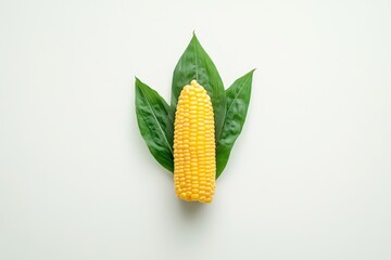 Obraz premium Fresh corn on the cob nestled in vibrant green leaves