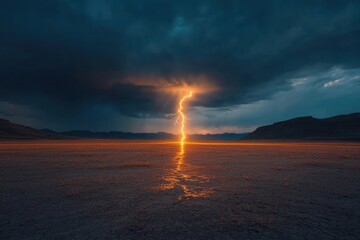Violent Sky Lit Up by Crisscrossing Lightning Strikes Hitting Earth