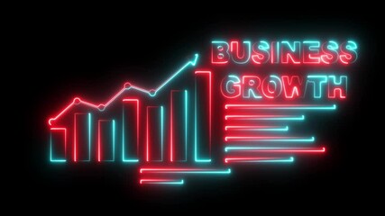 Glowing neon business growth graph with up arrow icon. Advertising, digital marketing, business and technology concept for seo content, website, social media, sales and profit ads - Powered by Adobe