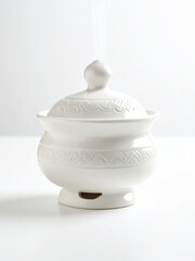 Minimalist Mockup of a Traditional Ceramic Incense Burner (Mabkhara), Isolated on Plain Background